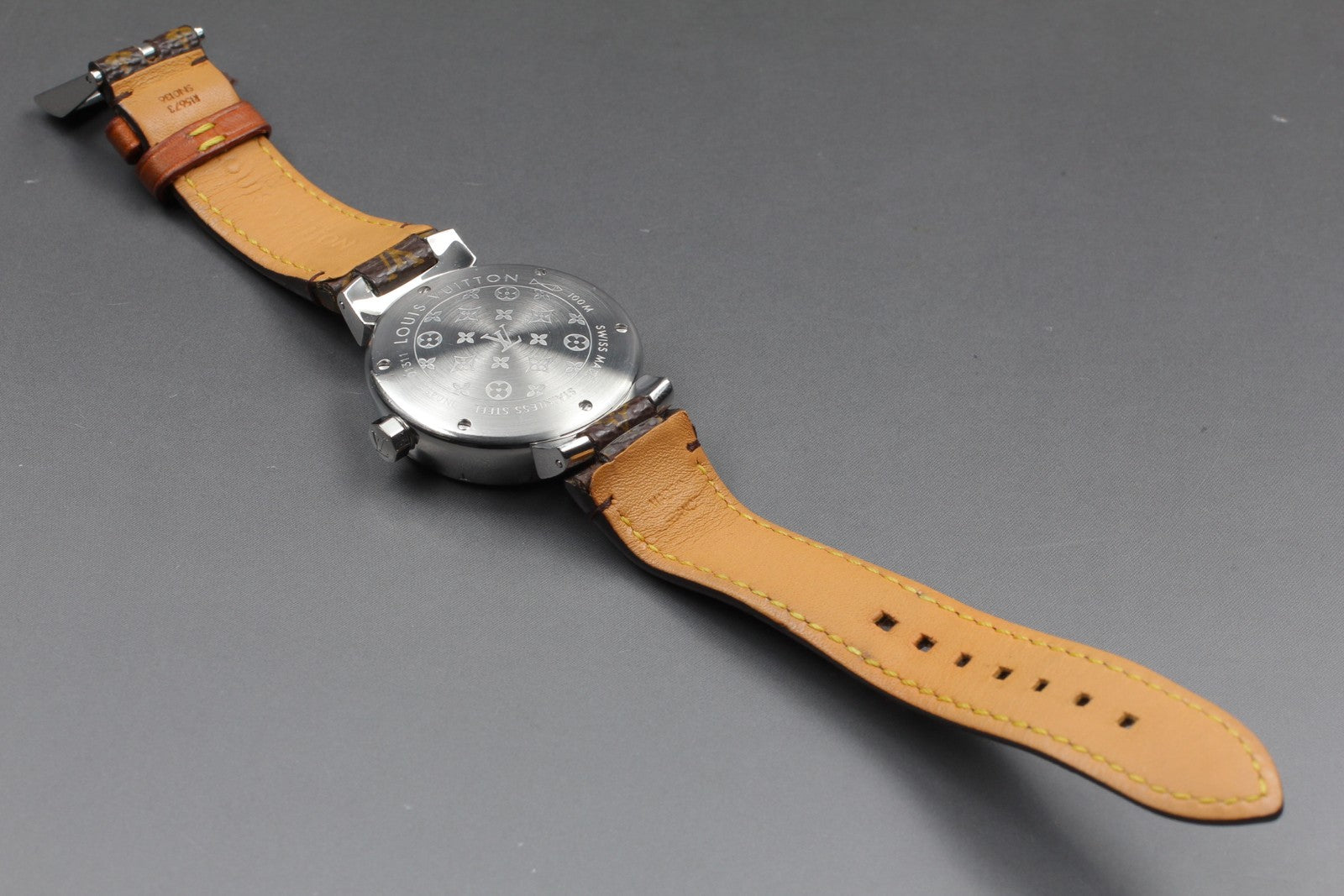 [Exc+5] Louis Vuitton Tambour Q1311 32mm Date Brown Women's Quartz Watch JAPAN