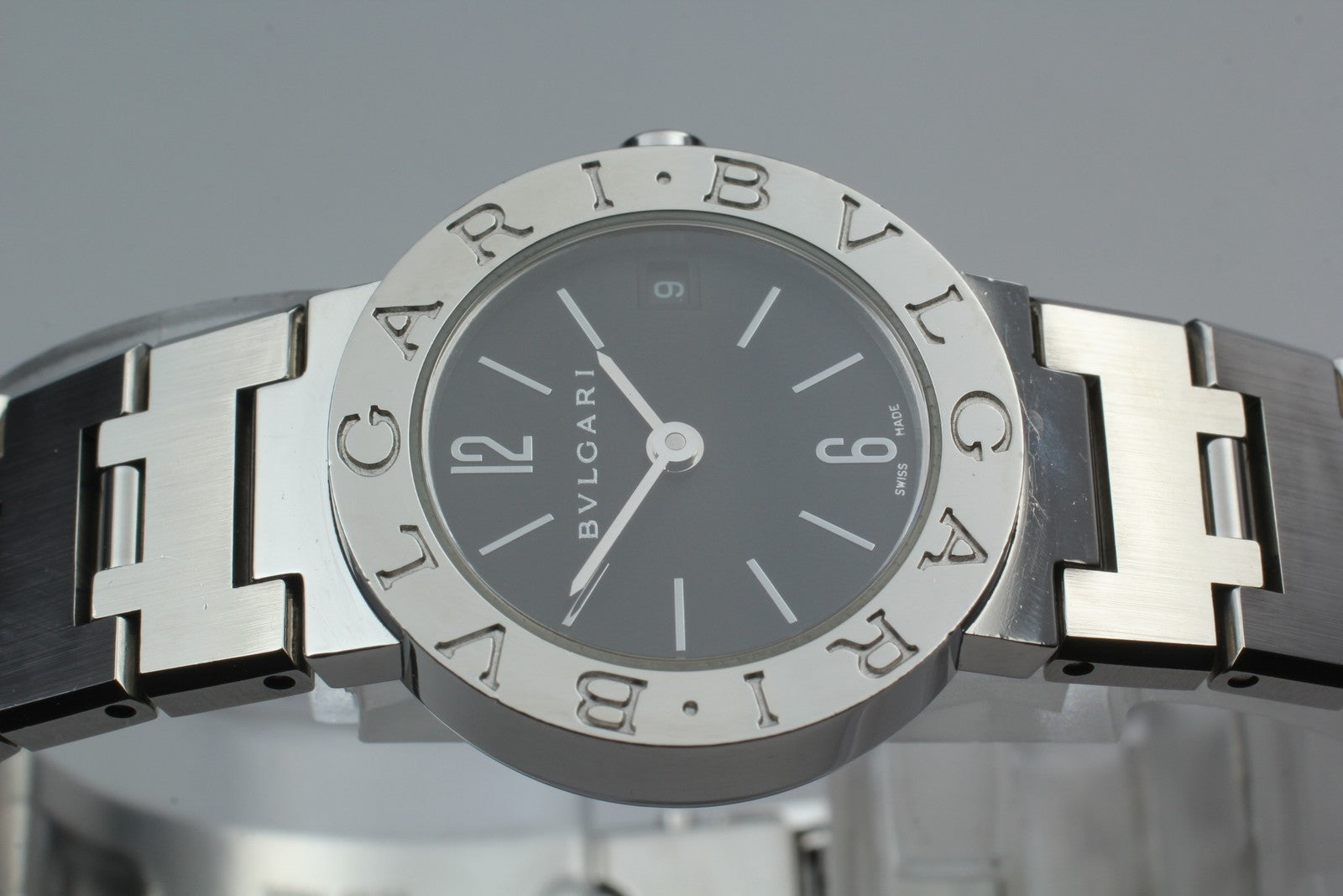 [Exc+5 Box] BVLGARI BVLGARI BVLGARI BB23SS Black Silver 23mm Women's Qz Watch