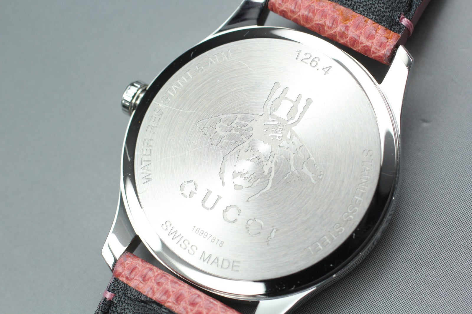 [Exc+5 Box] Gucci G-TIMELESS 126.4 Pink Moon Phase Black Women's Quartz Watch