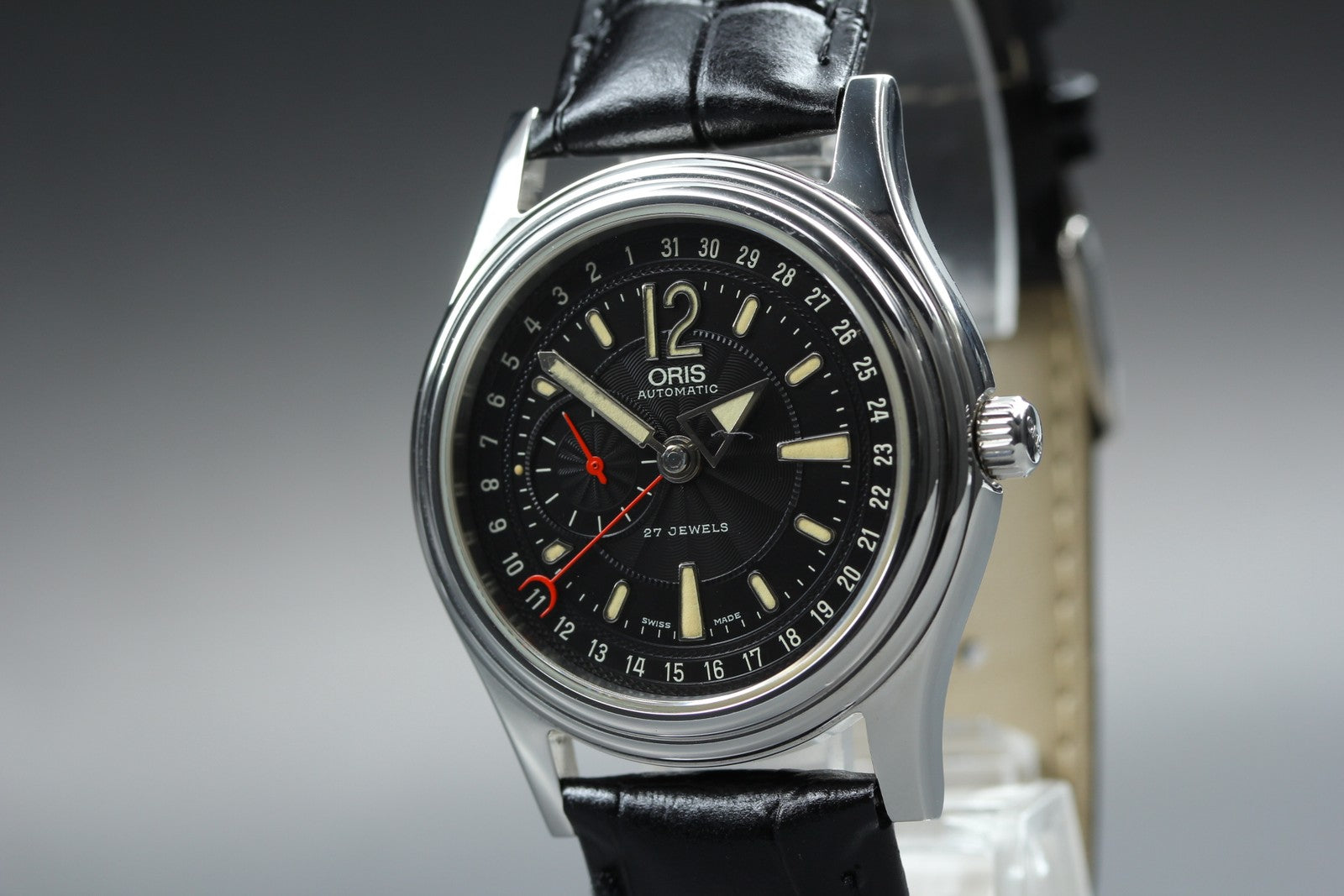 Vintage ORIS Pointer Date 7476 Automatic Black Date Men's Watch 37mm From JAPAN