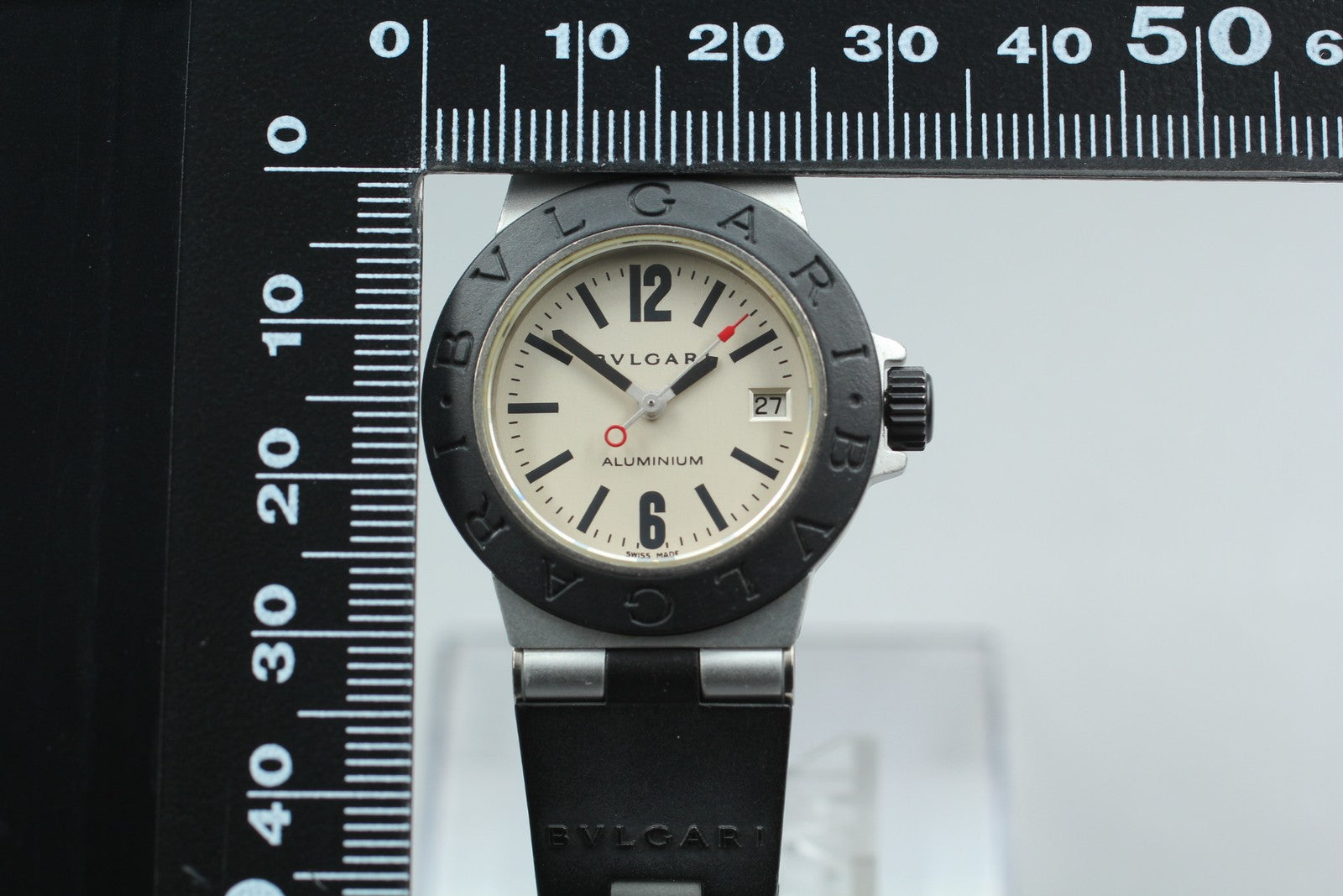 [Exc+5] BVLGARI Alminium AL29TA Silver Black 29mm Women's Quartz Watch JAPAN