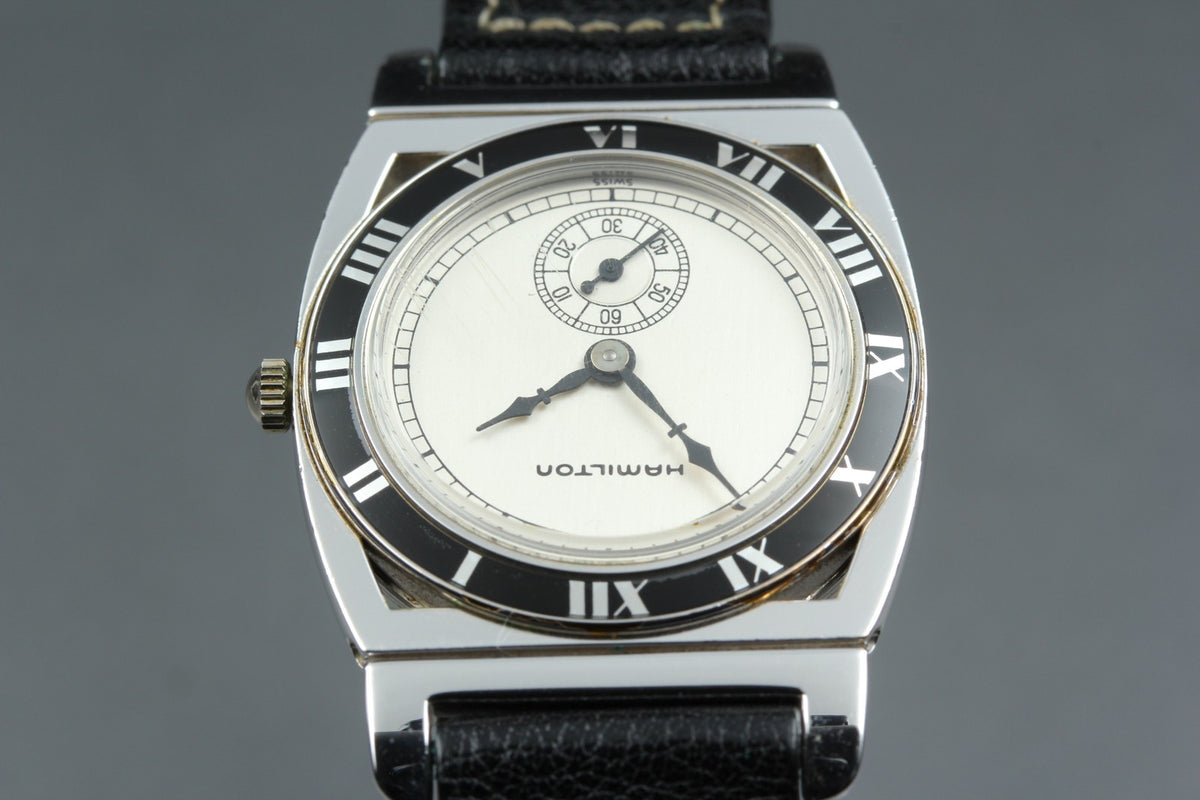 Vintage Hamilton piping Rock Quartz 18k White Gold EP Women's Watch 29mm JAPAN