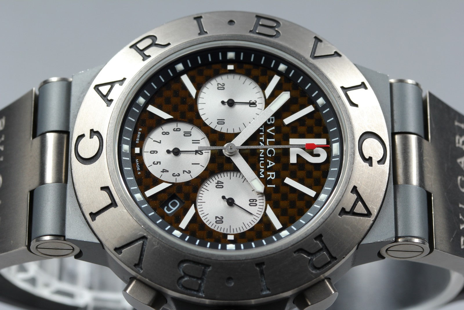 BVLGARI Diagono TI44TACH Automatic Chronograph Carbon Men's Watch 44mm JAPAN
