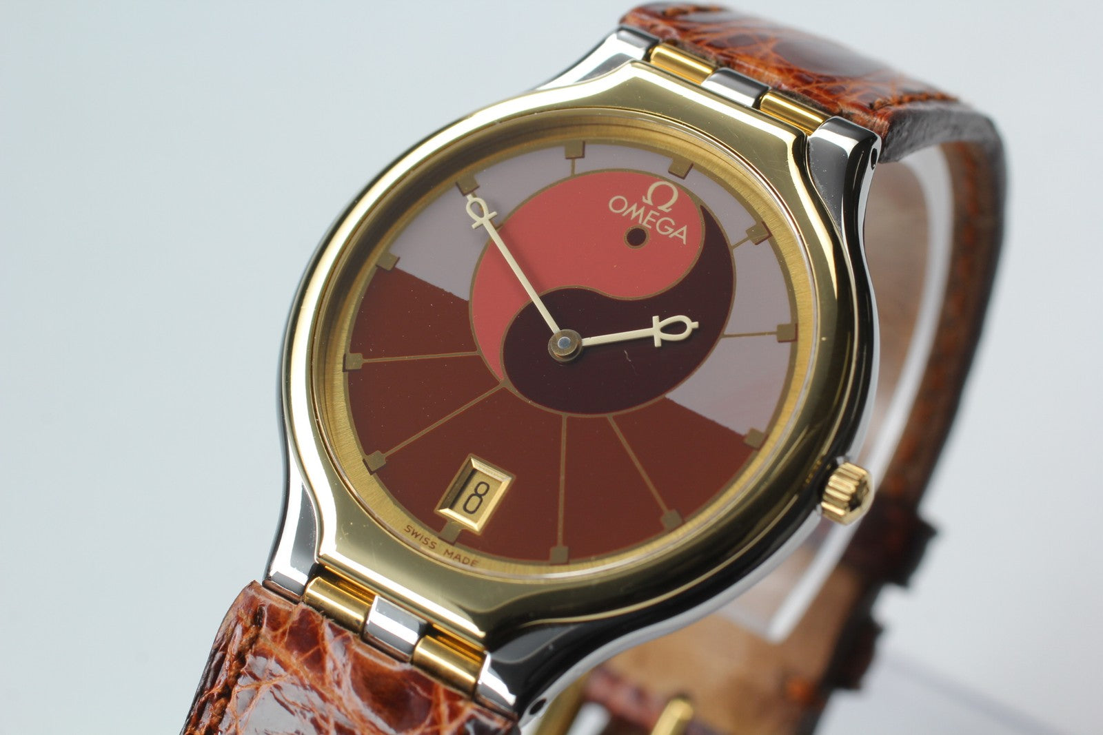 New Batt Vintage OMEGA De Ville symbol Quartz Women's Watch 31mm JAPAN Exc+5