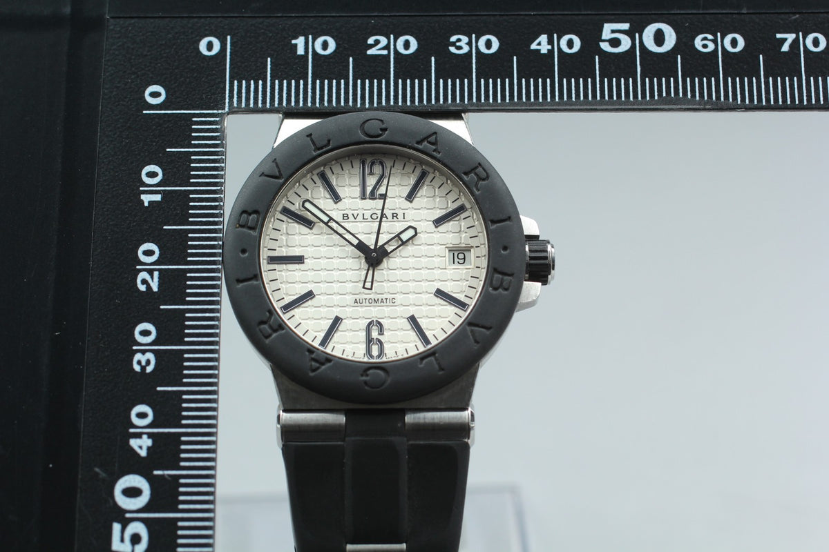 BVLGARI Diagono DG35SV White Dial Automatic Date Men's Watch 35mm From JAPAN