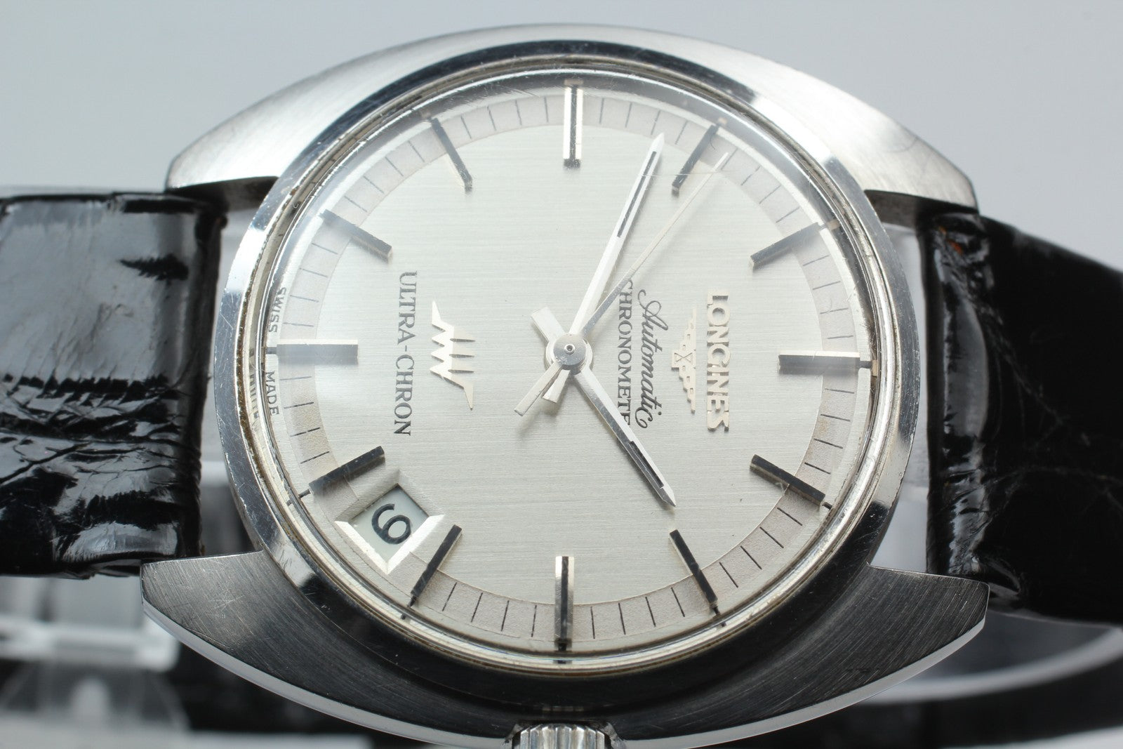 Vintage LONGINES ULTRA-CHRON Chronometer Date Silver Men's Watch 34mm Exc+5 JP