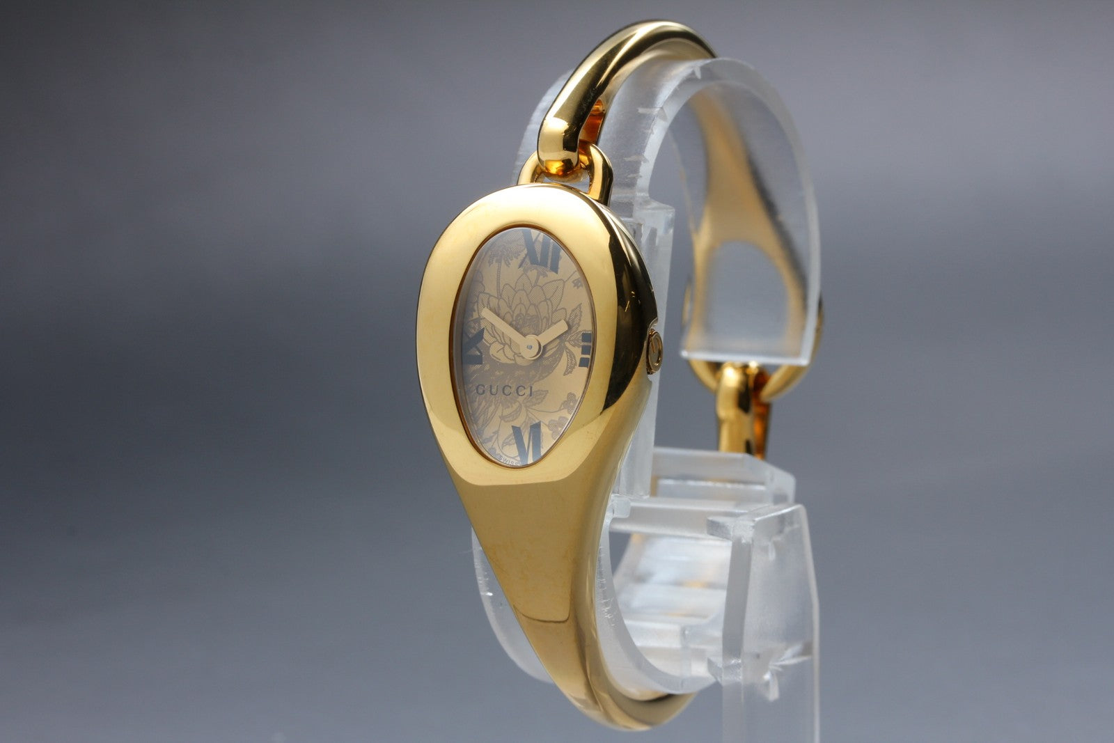[Exc+5 Box] Gucci 103 Horsebit Gold Floral Dial 21 mm Woman's Quartz Watch