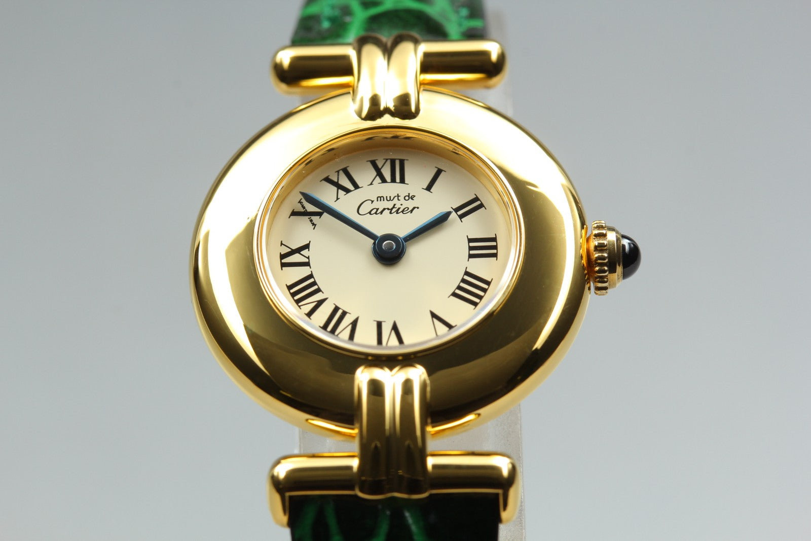 Vintage [Near MINT] Cartier Must Colisee Vermeil 1902 Green Women's Quartz Watch
