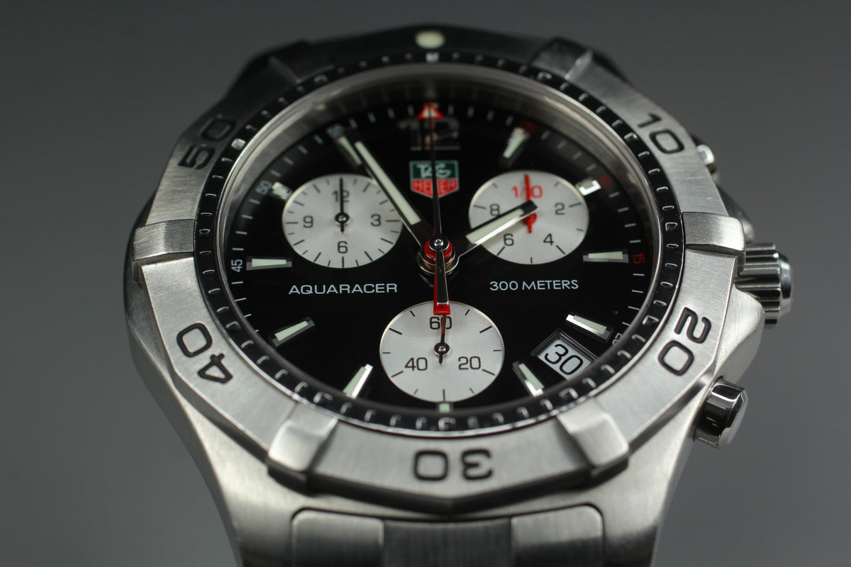 [Exc+5] Tag Heuer Aquaracer CAF1110 Chronograph Black Quartz Men’s Watch JAPAN