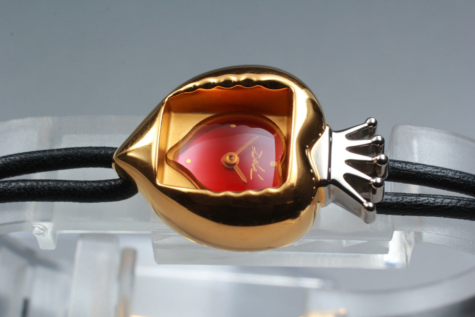 [Exc+5] Salvador Dali Royal Heart 19mm Gold Red Dial Women's Quartz Watch JAPAN