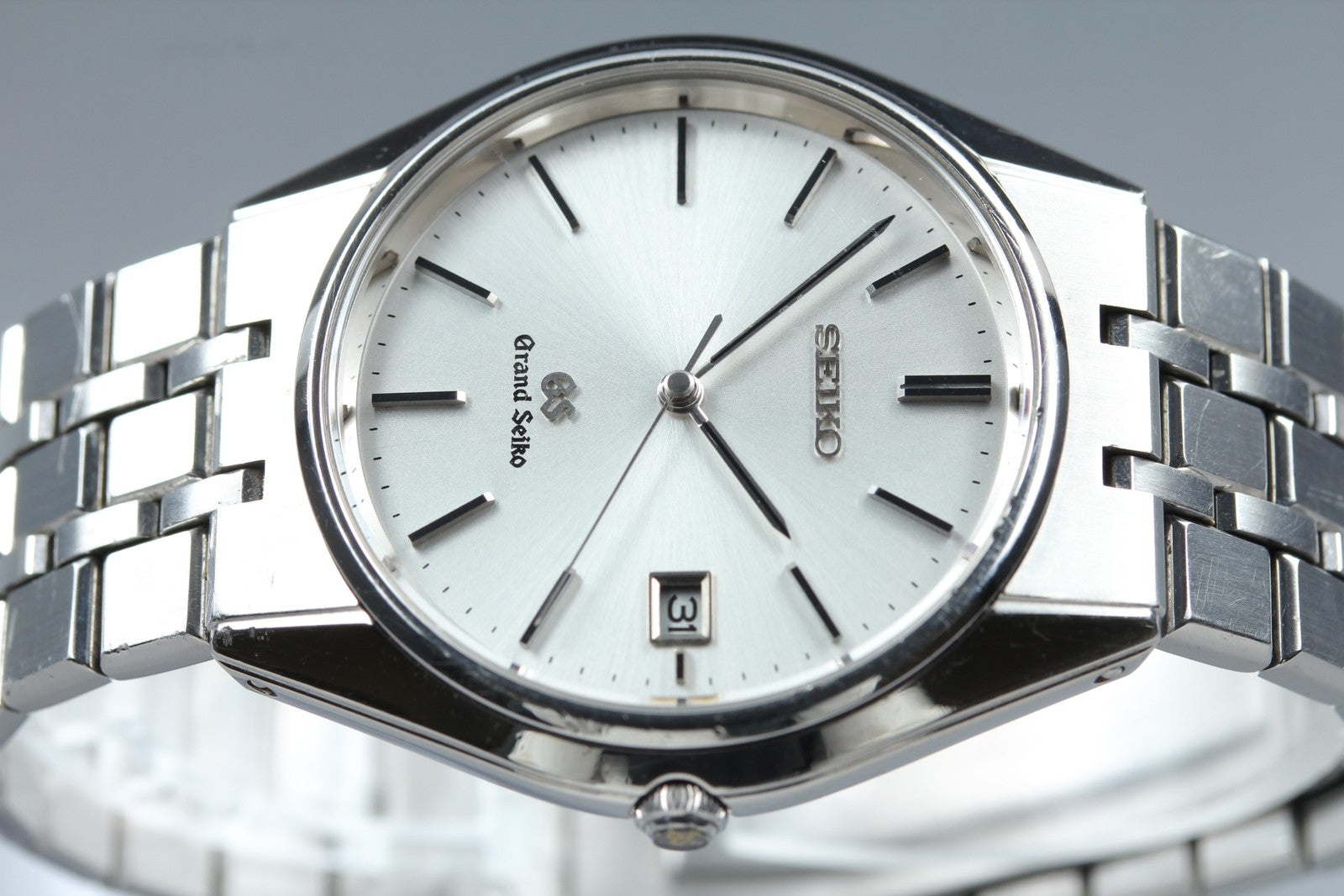 New Batt GRAND SEIKO 9587-8000 SBGS003 Silver Quartz Date Boy's Watch 36mm JAPAN