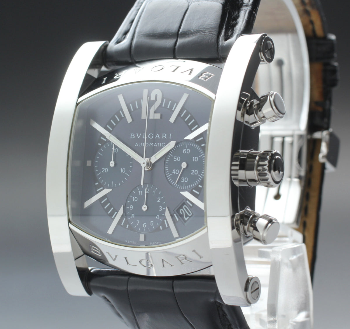 [Exc+5] BVLGARI Assioma AA48SCH Chronograph Black 38mm Automatic Men's Watch