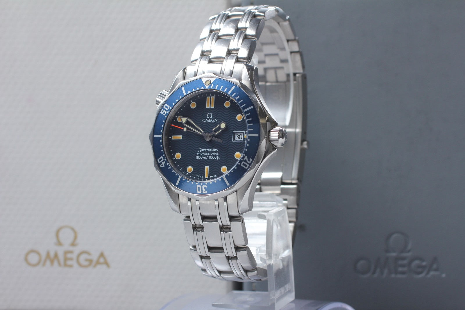 [Exc+5 Box] OMEGA Seamaster 2561.80 300M Date Blue 36mm Men's Quartz Watch
