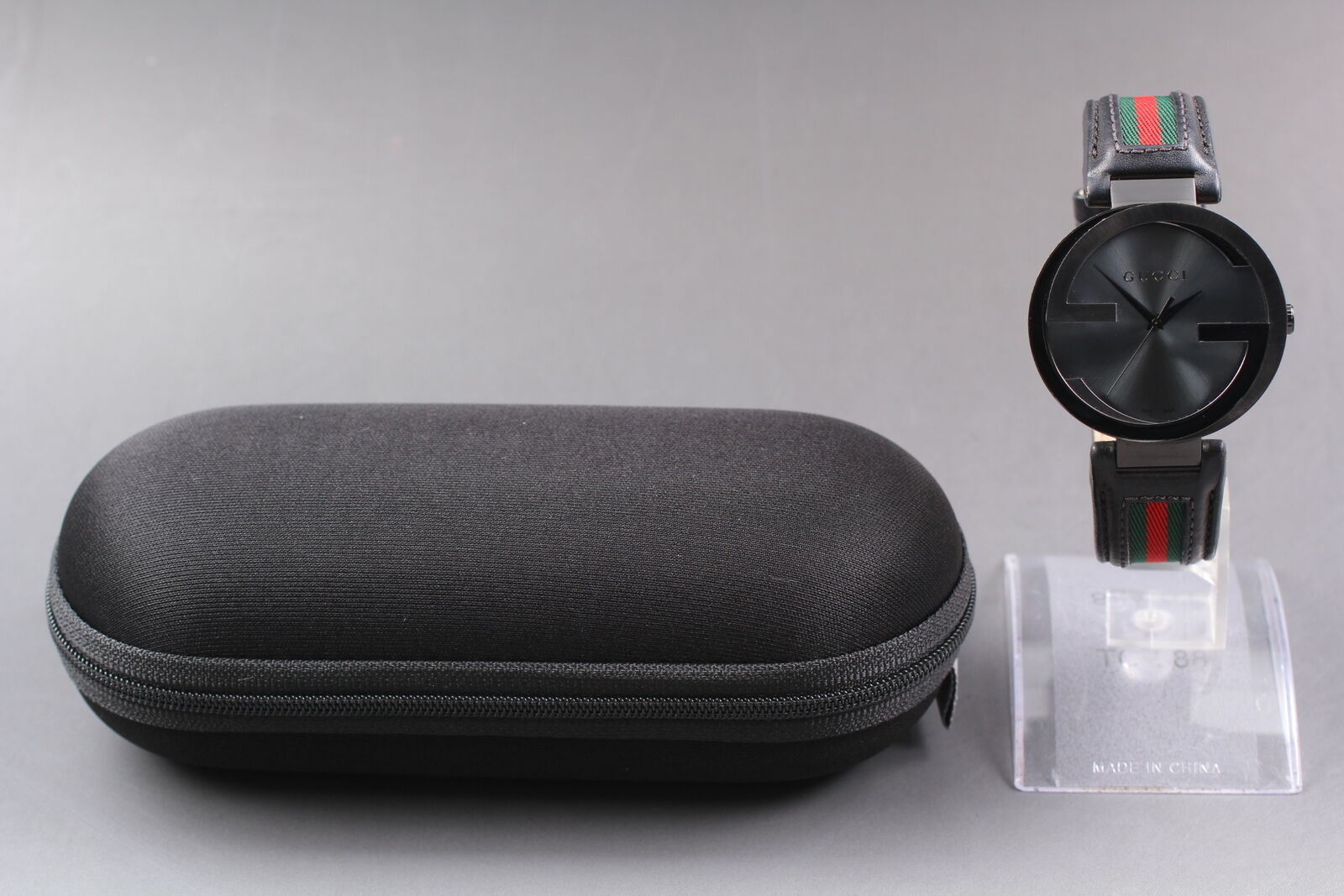[ N MINT- ] GUCCI Interlocking 133.2 Black Dial Sherry Line Men's Qz Watch JAPAN