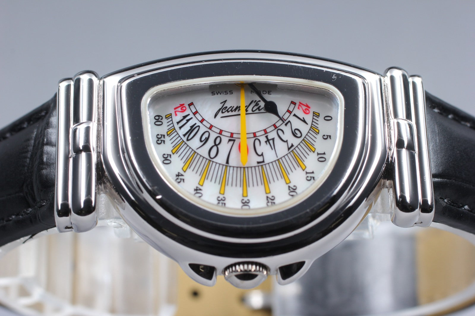 Vintage [Exc+5] Jean d'eve Sectora Silver 24mm Yellow Women's Quartz Watch JAPAN