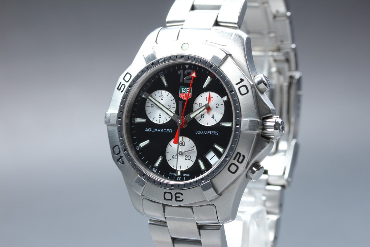 TAG Heuer Aquaracer CAF1110 Chronograph Black Quartz Men's Watch 42mm Box