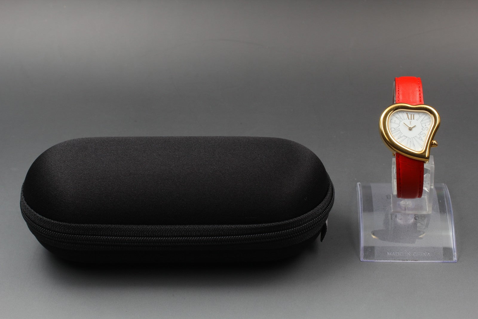 [Exc+5] Yves Saint Laurent Heart Gold Red 30mm Women's Watch Quartz JAPAN