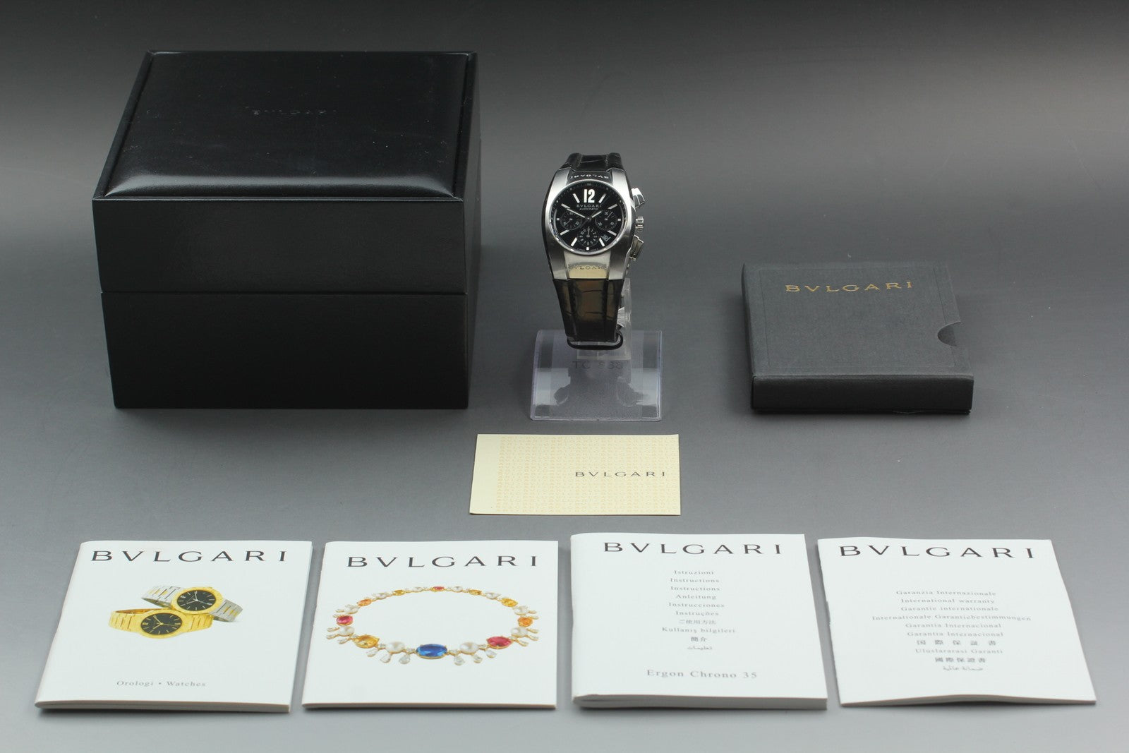 Exc+5*Box BVLGARI Elgon EG35SCH Black Dial Automatic Men's Watch 35mm From JAPAN