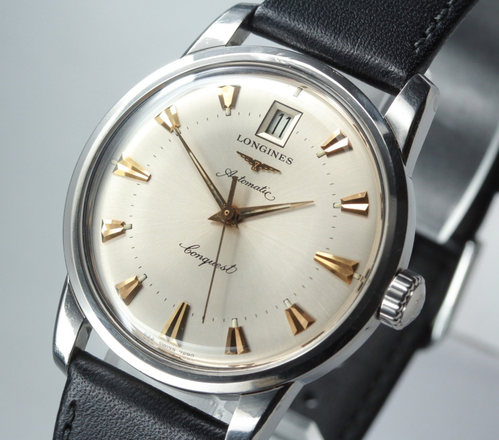 [Exc+5] Longines Conquest L633.5 Date 35mm Silver Black Automatic Men's Watch