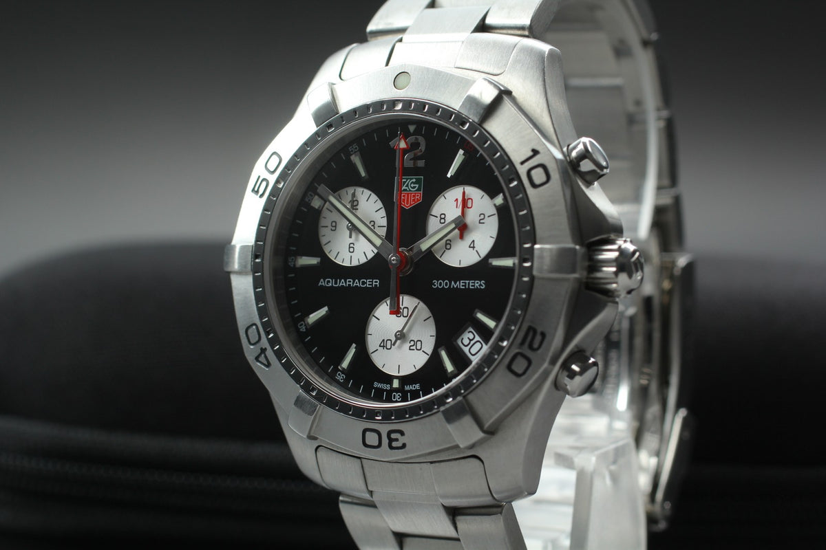 [Exc+5] Tag Heuer Aquaracer CAF1110 Chronograph Black Quartz Men’s Watch JAPAN