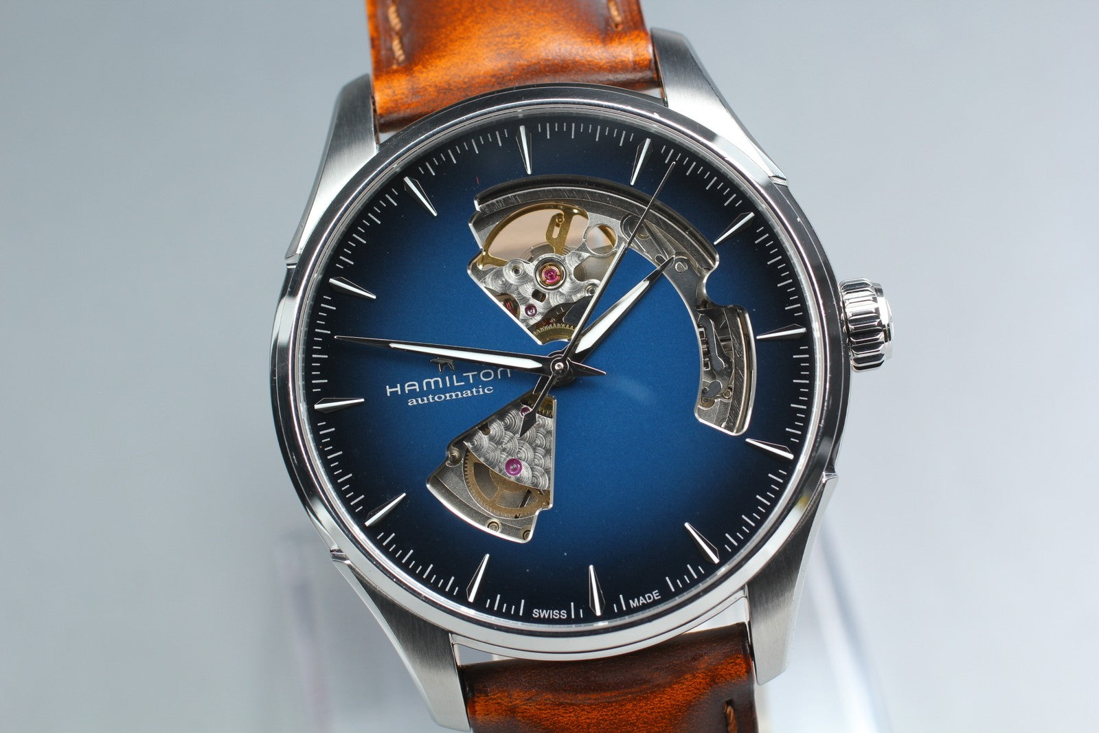 HAMILTON Jazzmaster Open Heart H326750 Blue Brown 39mm AT Men's Watch [Box]