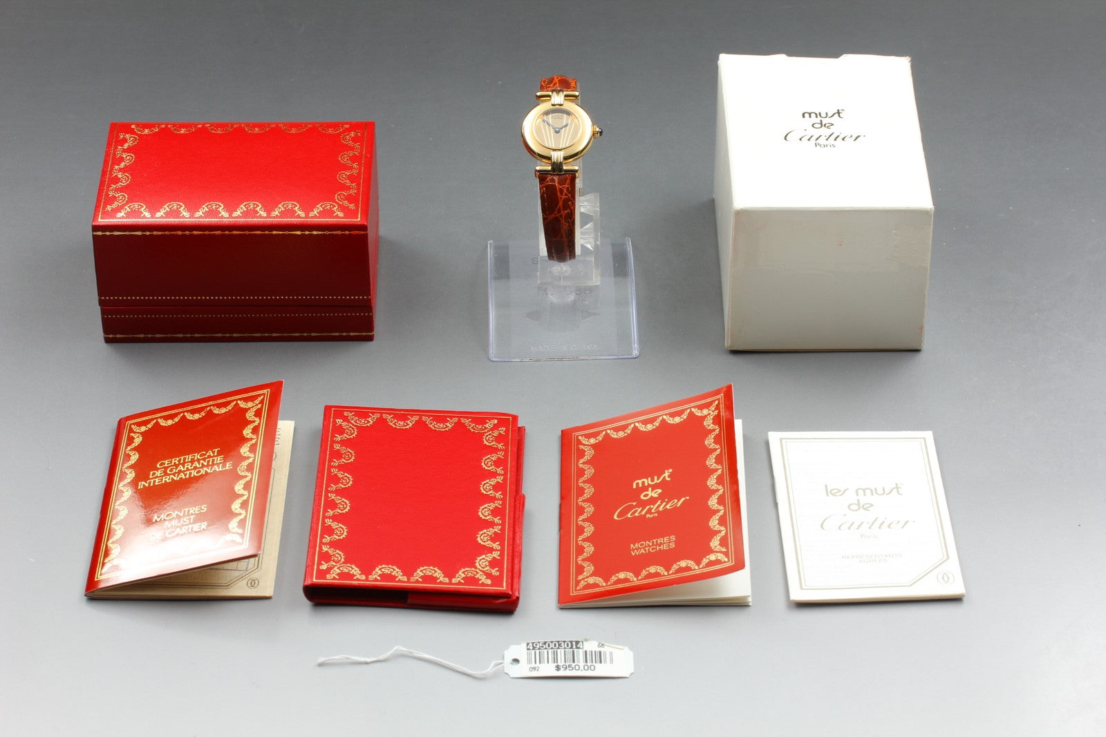 Vintage Cartier Must Colisee Vermeil 590002 Gold Brown Women's Qz Watch [Box]