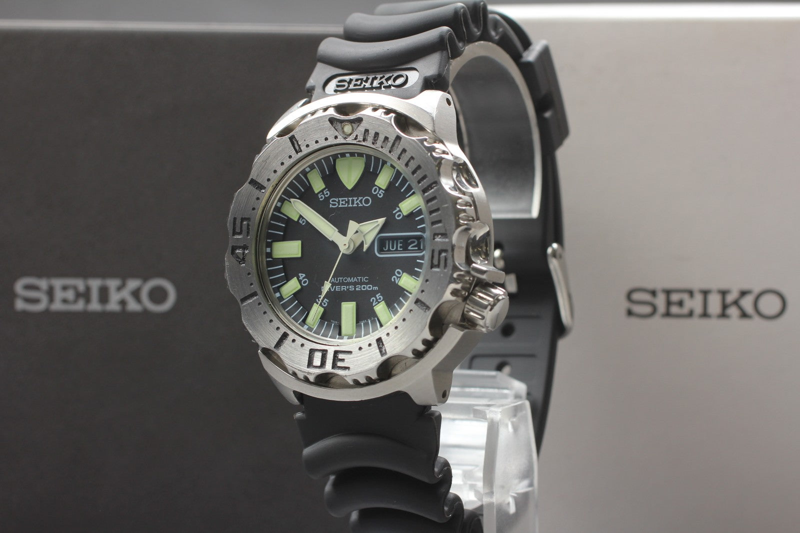 [Exc+5]Box SEIKO 7S26-0350 SKX779 Divers Black Monster Automatic Men's Watch JP