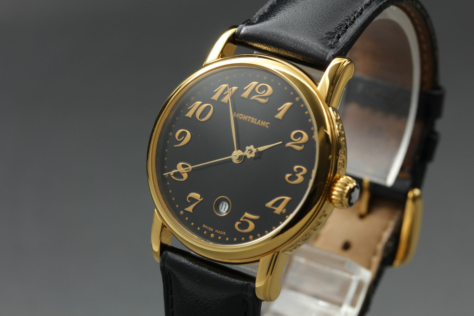 New Batt MONTBLANC Meisterstuck 7005 Quartz Black Men's Watch 31mm JAPAN Box