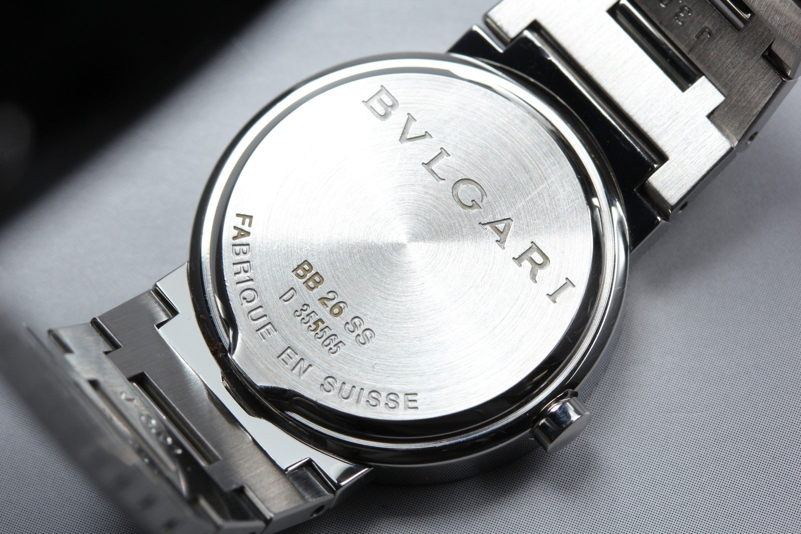 New Batt BVLGARI BB26SS Black Dial Quartz Date Women's Watch  26mm Used JAPAN