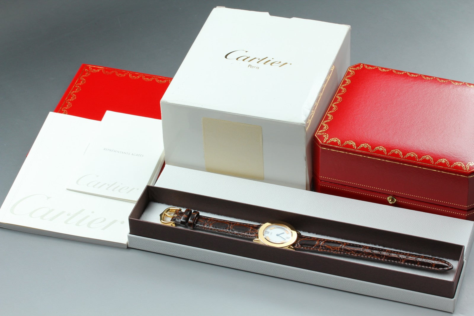 Vintage Cartier Must Ronde de Cartier 1801 Brown 27mm Women's Quartz Watch [Box]