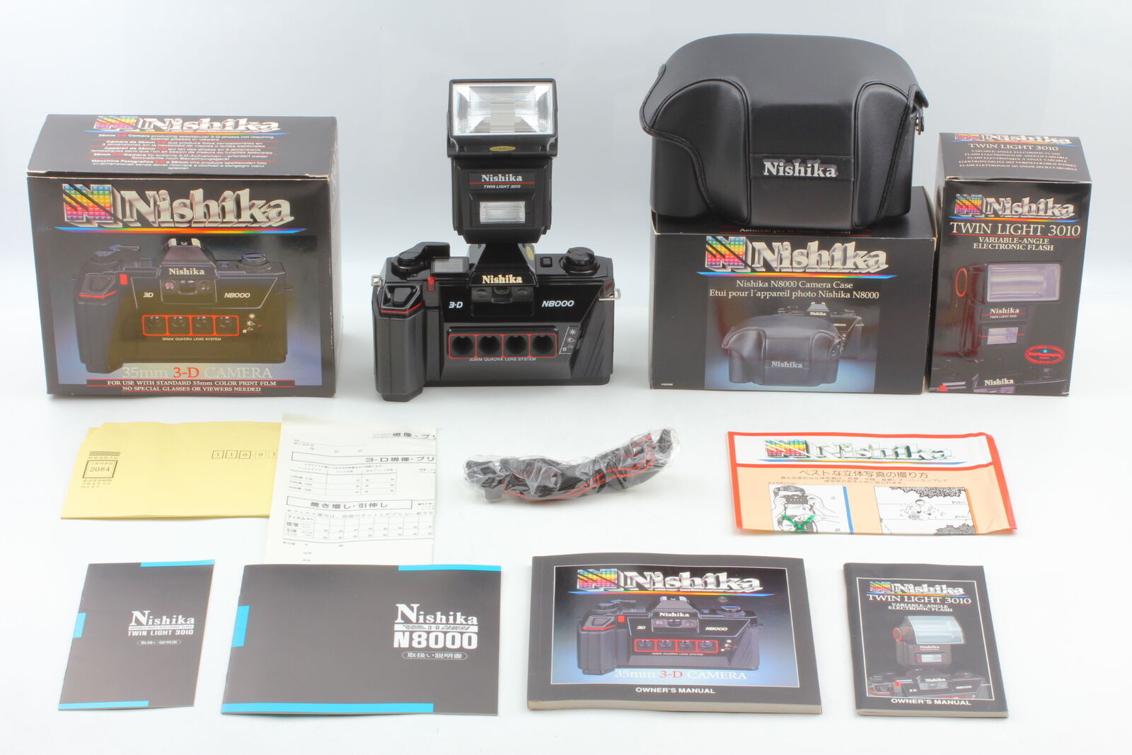 [MINT Box Set] Nishika N8000 3D 35mm Film Camera Twin Light From JAPAN