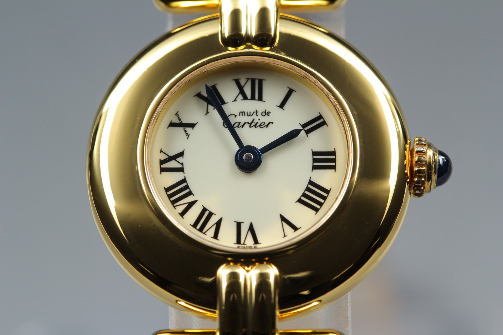 Vintage Cartier Must Colisee Vermeil 590002 Blue Gold Women's Qz Watch [Pouch]