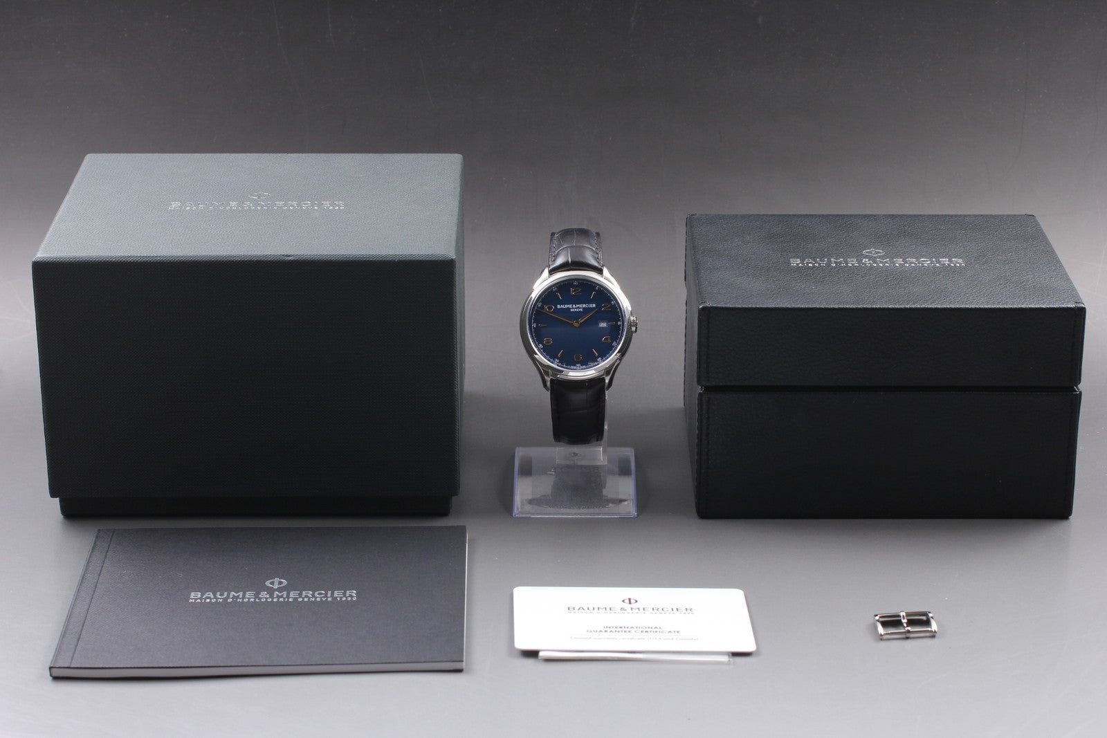 BAUME＆MERCIER Clifton 65846 Quartz Blue Dial Men's Watch 45mm JAPAN Box