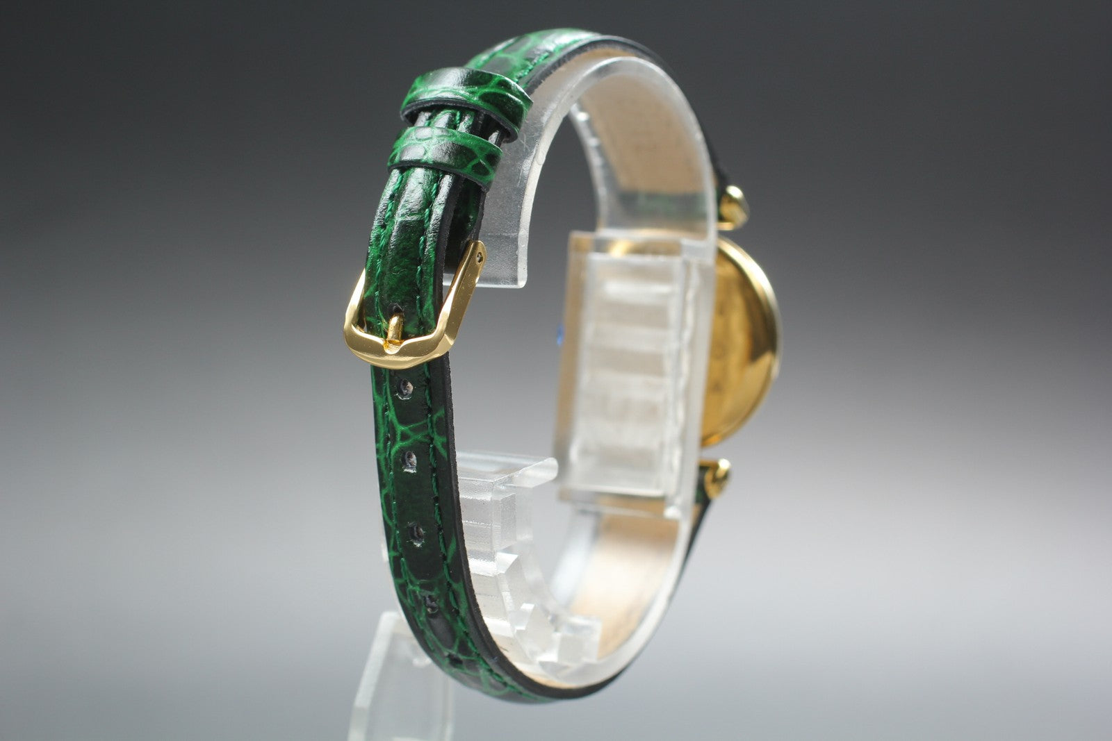 Vintage [Exc+5 Box] Cartier Must Colisee Vermeil 590002 Green Women's Qz Watch
