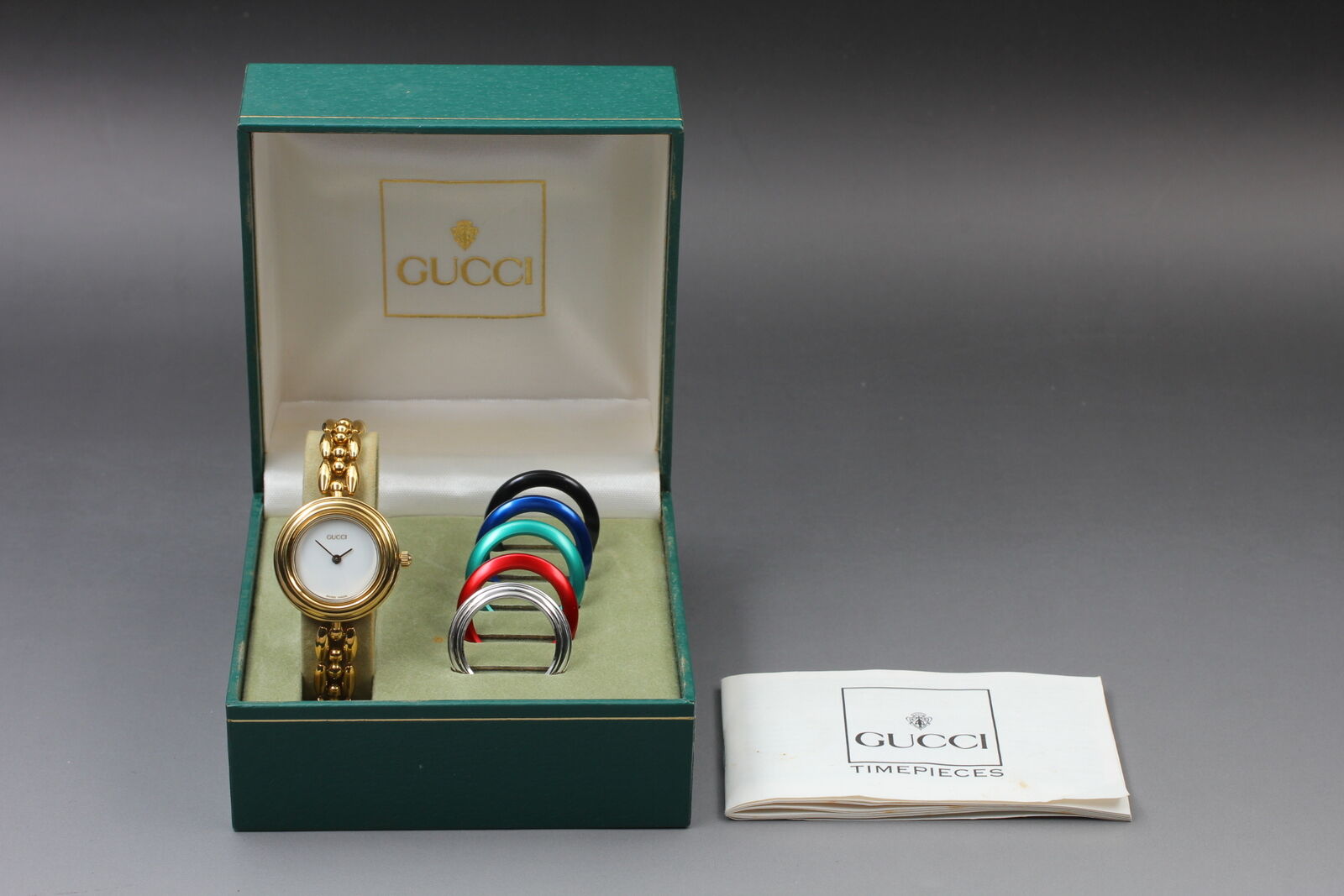 New Battery [Exc+5 Box] Gucci Change Bezel 11/12.2 6 Colors Women's Qz Watch JP