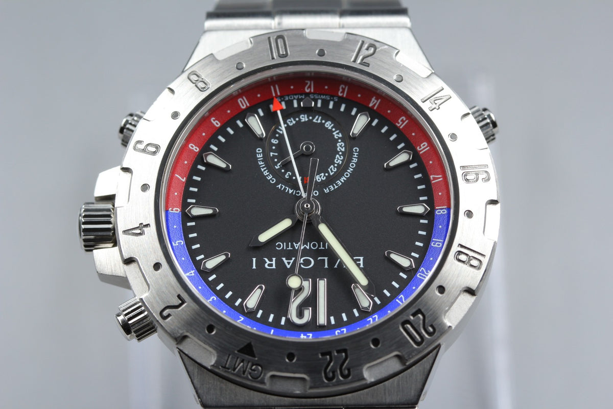 BVLGARI Diagono Professional GMT40S Automatic Black Men's Watch 40mm JAPAN Box