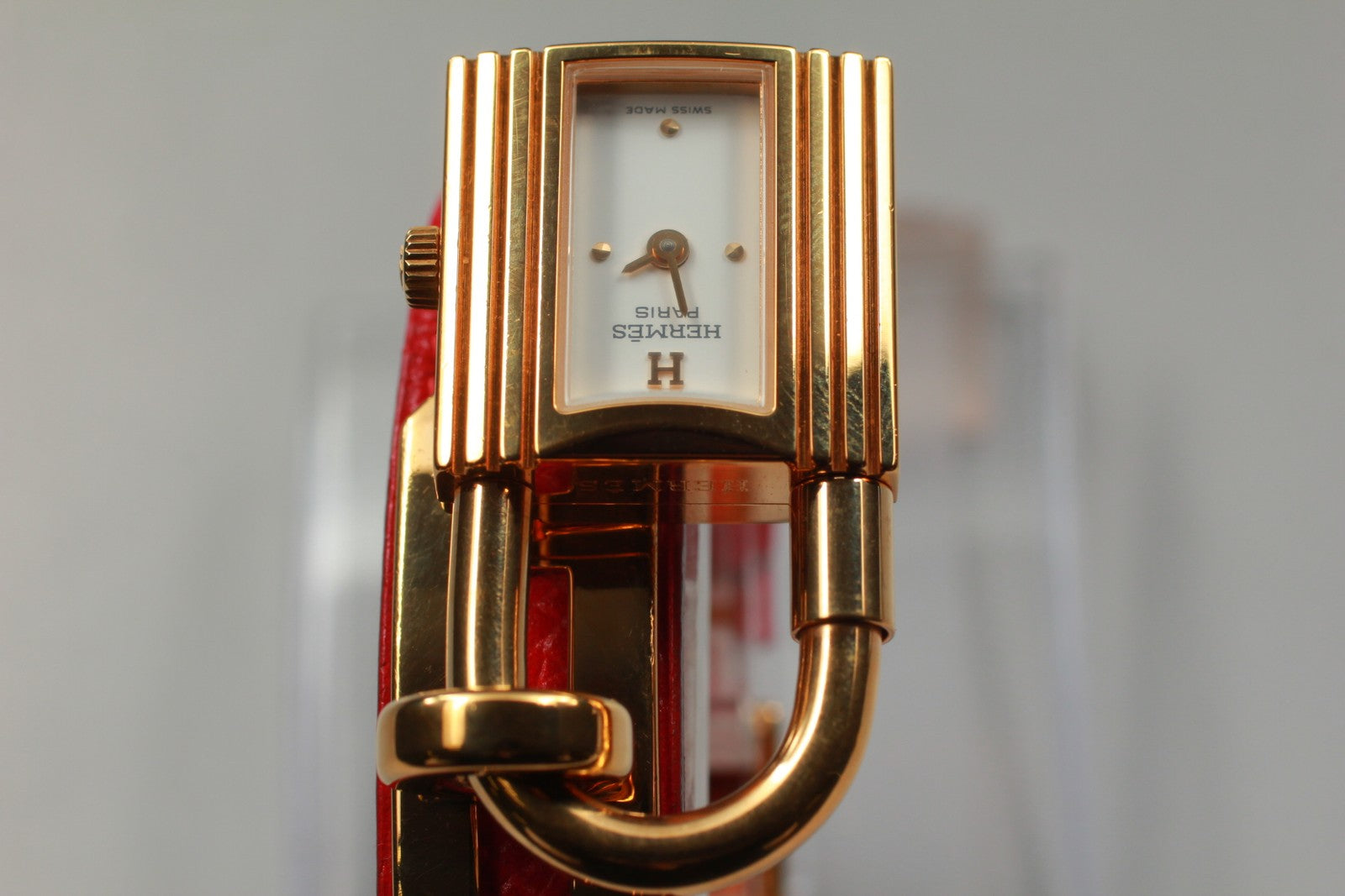 Vintage [Exc+5 Box] HERMES Kelly Watch Gold Red "B" Woman's Quartz Watch JAPAN
