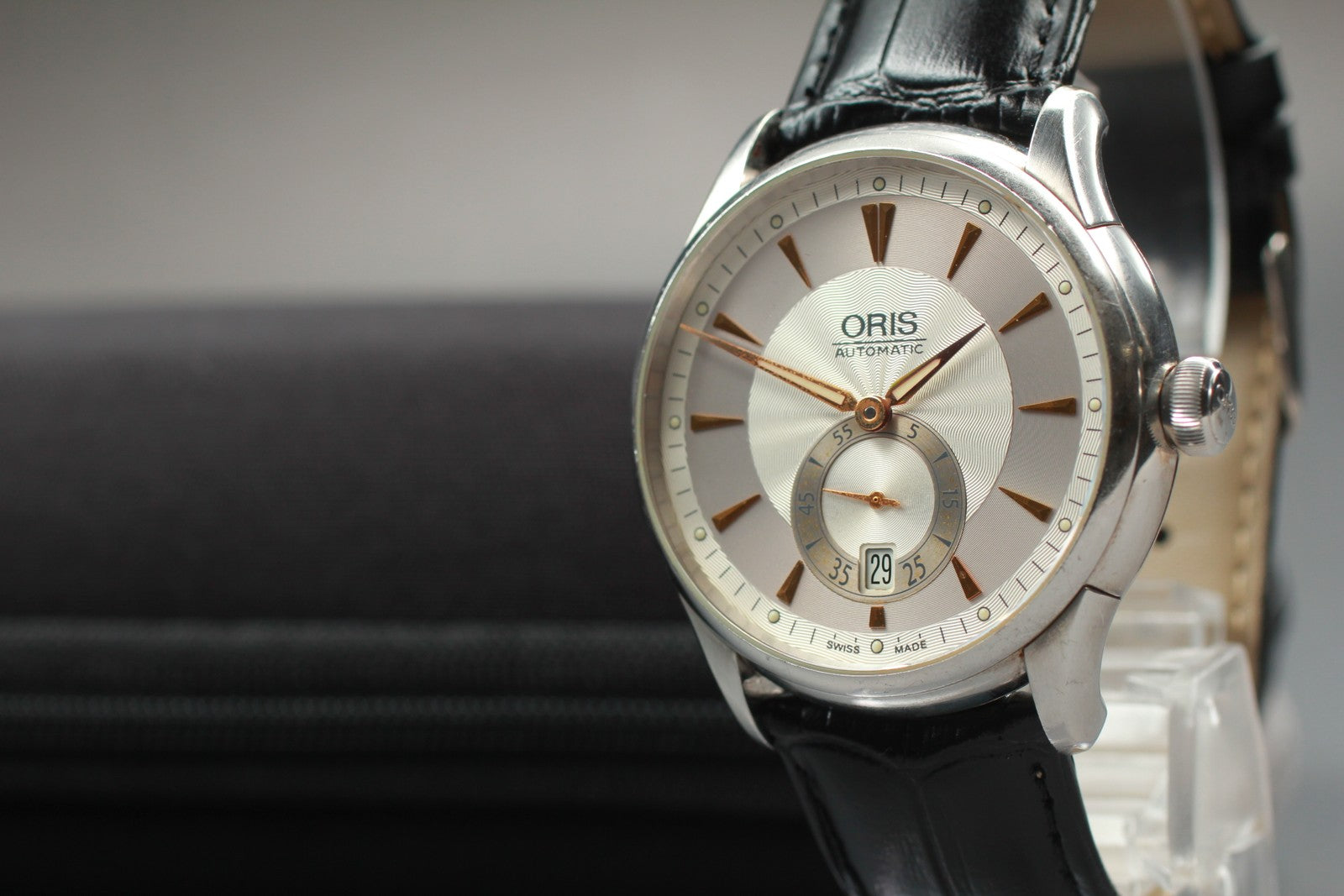 Exc+5* ORIS Artelier 7582 Small Second Date Silver Dial Automatic Watch 40mm JP