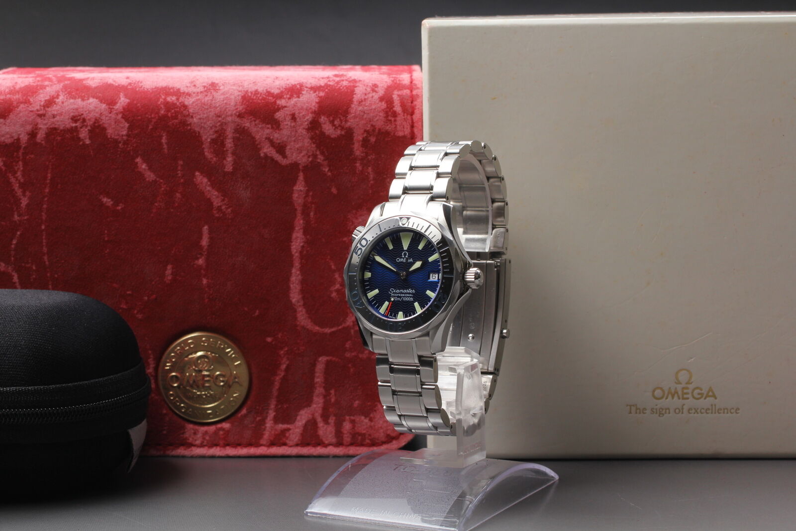 Overhauled [N MINT- Box] OMEGA Seamaster 300 2263.80 Blue Dial Qz Boy's Watch JP