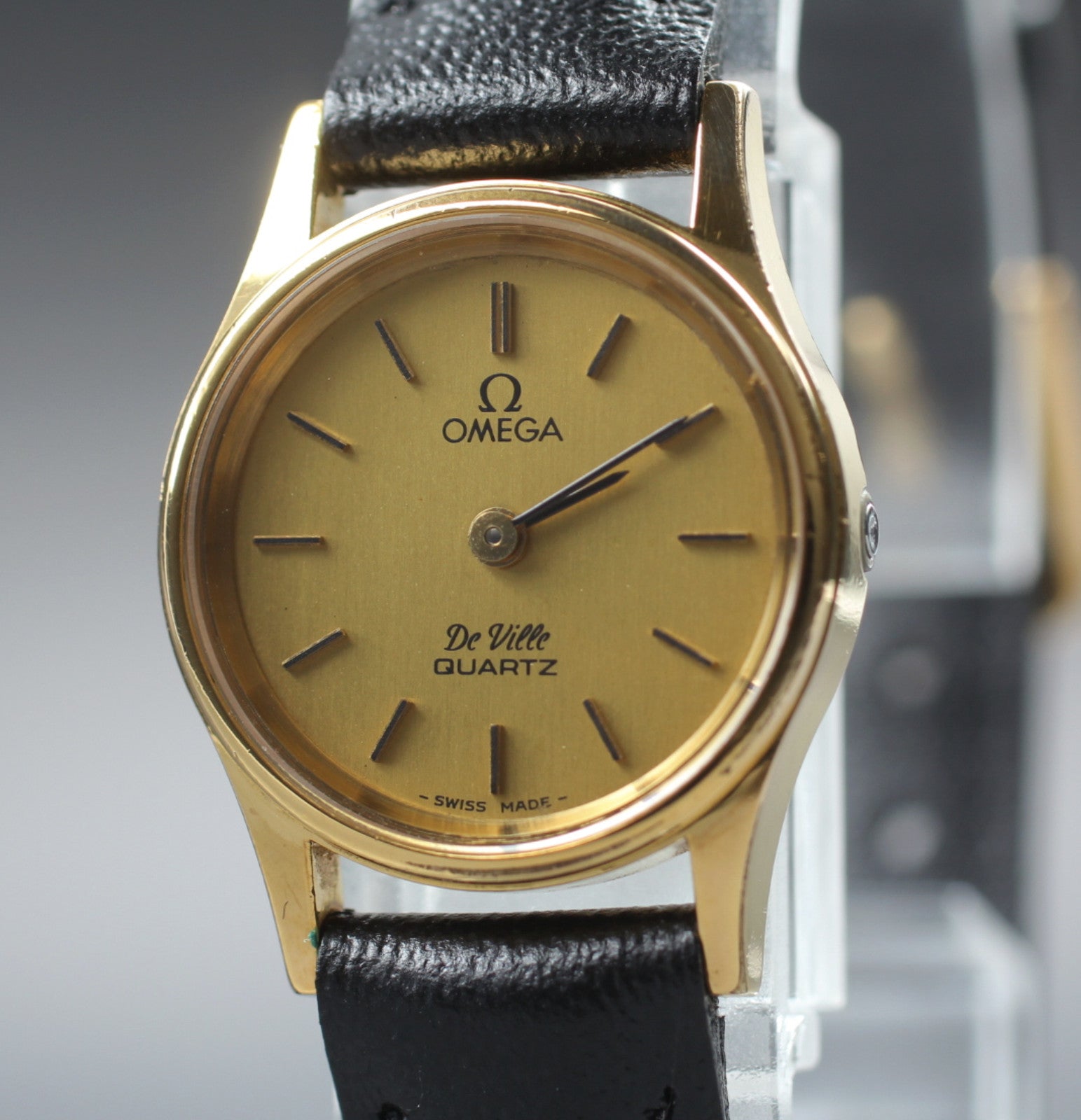 Vintage [Exc+5] OMEGA De Ville Cal.1353 591.0019 Gold Black Quartz Women's Watch