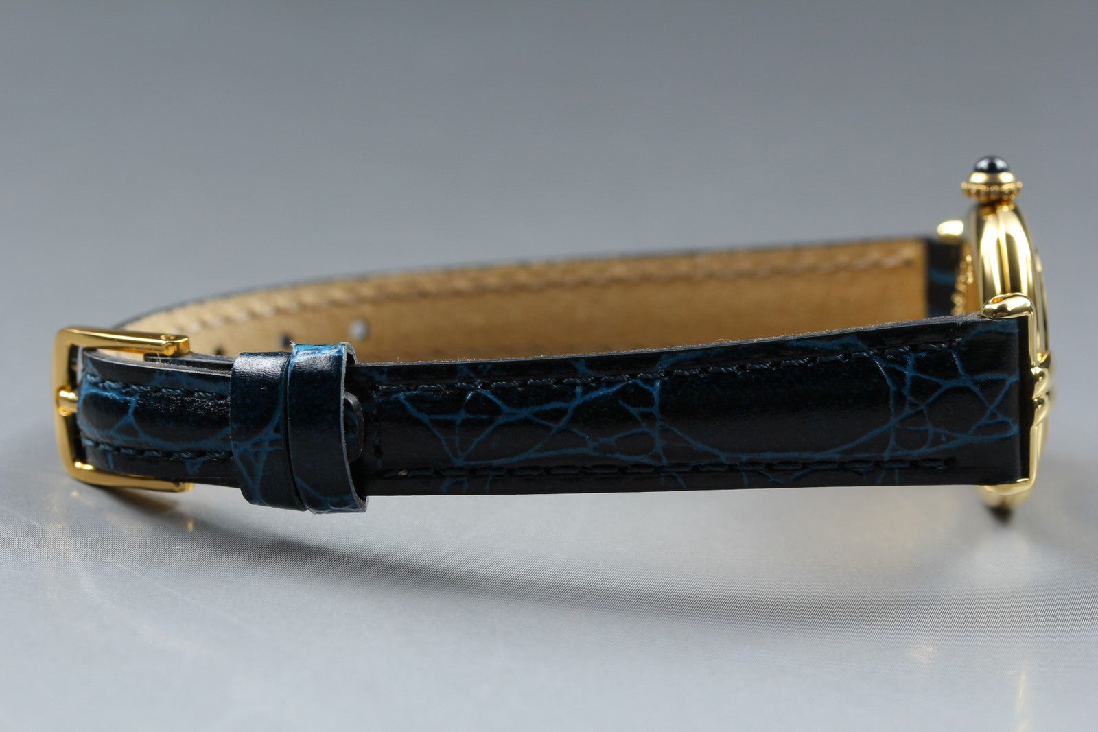 Vintage Cartier Must Colisee Vermeil 590002 Blue Gold Women's Qz Watch [Pouch]