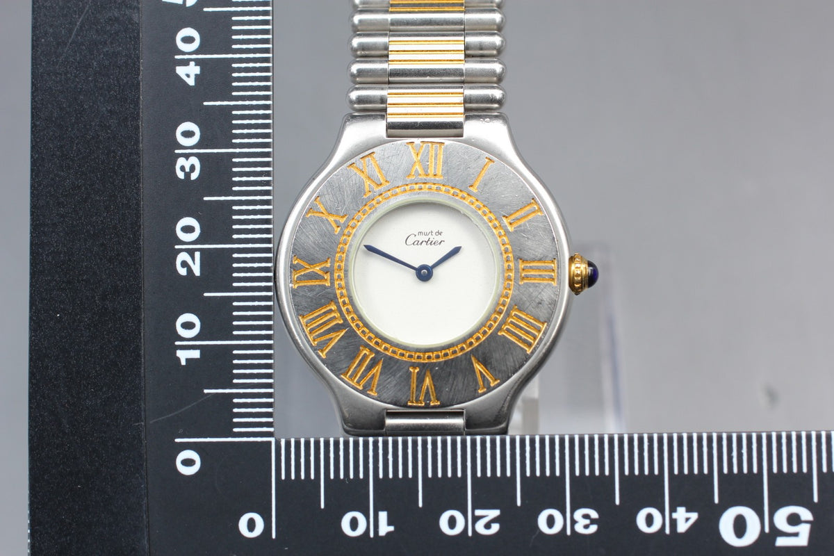Vintage Cartier Must de Cartier 21 31mm Silver Gold Unisex Quartz Watch Pouch