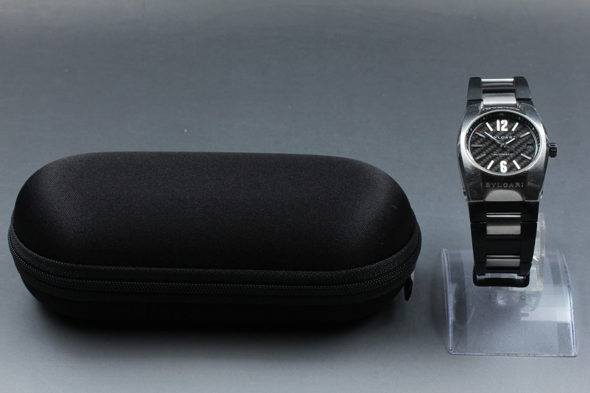BVLGARI Ergon EG35S Black Dial Automatic Date Men's Watch 35mm JAPAN Exc+5