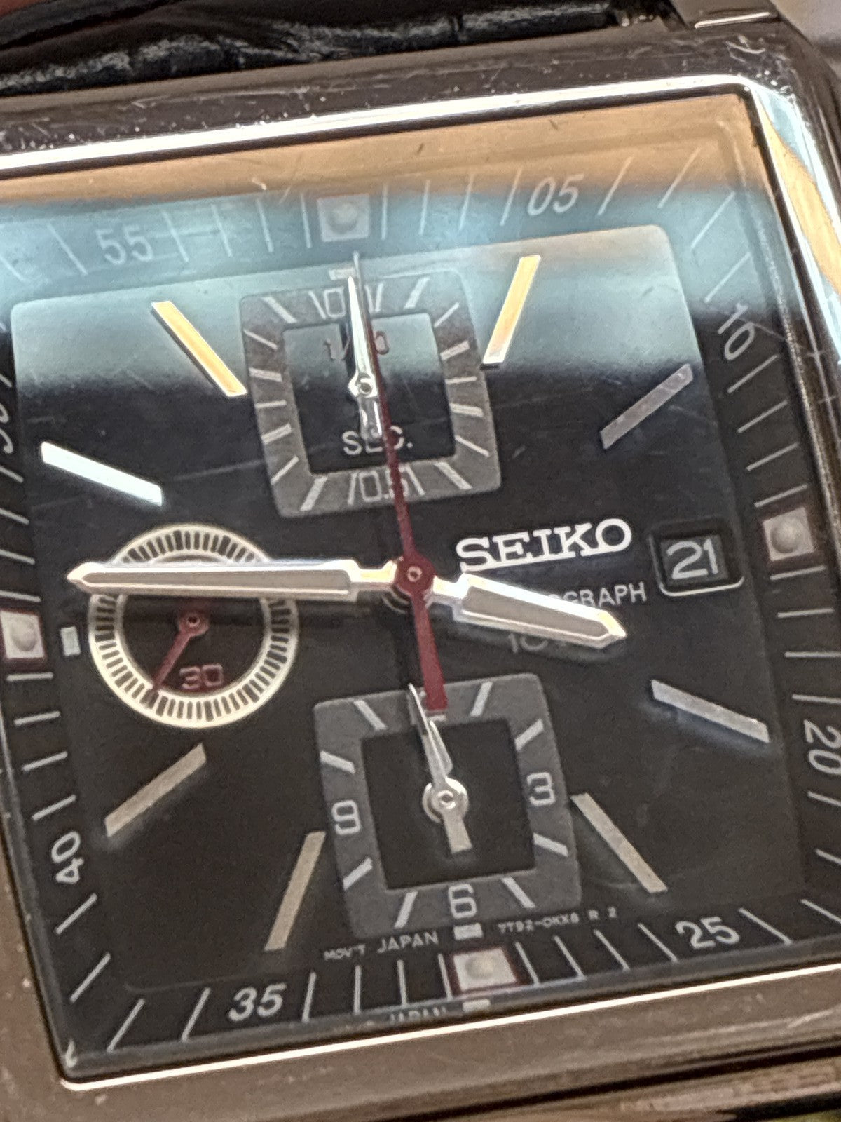 RARE[Exc+5] SEIKO Chronograph 7T92-0HS0 Black Quartz Men's Watch 39mm JAPAN
