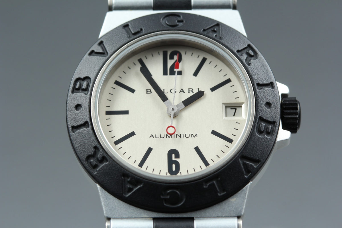 New Batt Vintage BVLGARI Aluminum Date AL32TA Quartz Unisex Watch 32mm JAPAN Box