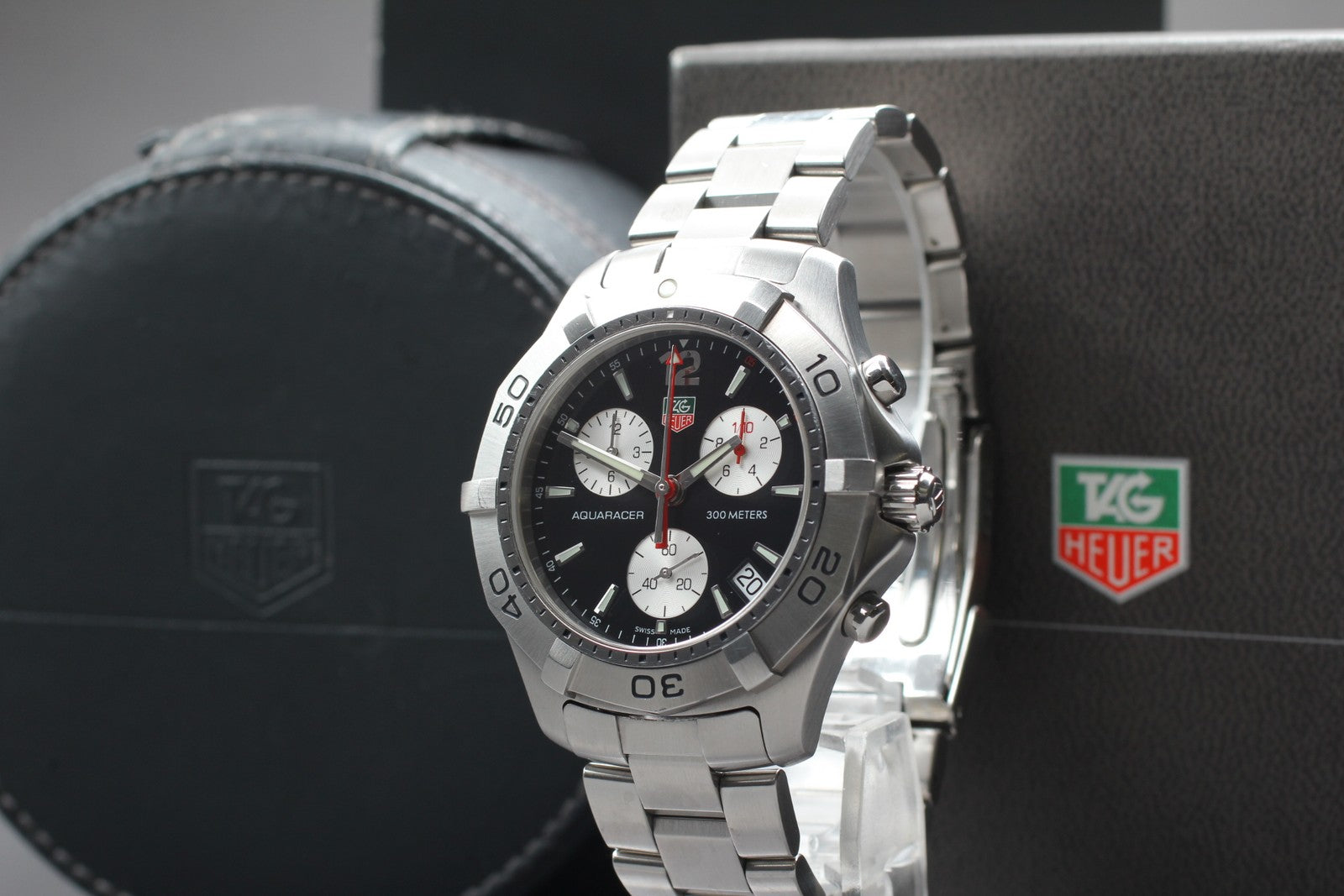Box Tag Heuer Aquaracer CAF1110 Chronograph Black Quartz Men's Watch 42mm JAPAN