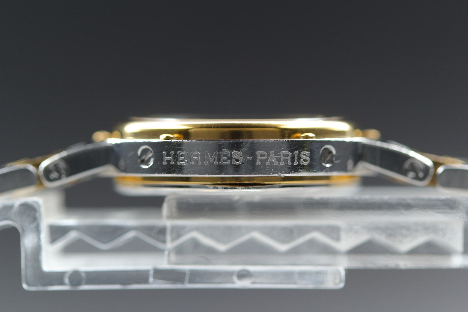 Vintage Hermes Clipper 24mm Ivory Dial Gold Woman's Watch Quartz [w /Box]