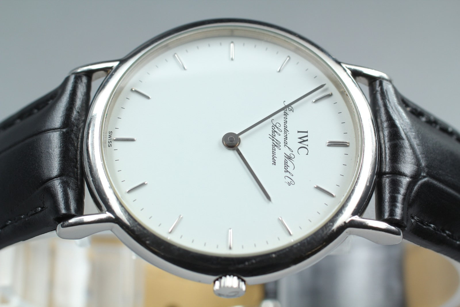 [Exc+5] IWC Portofino 3331 Cal.22105 33mm White Dial Black Quartz Men's Watch