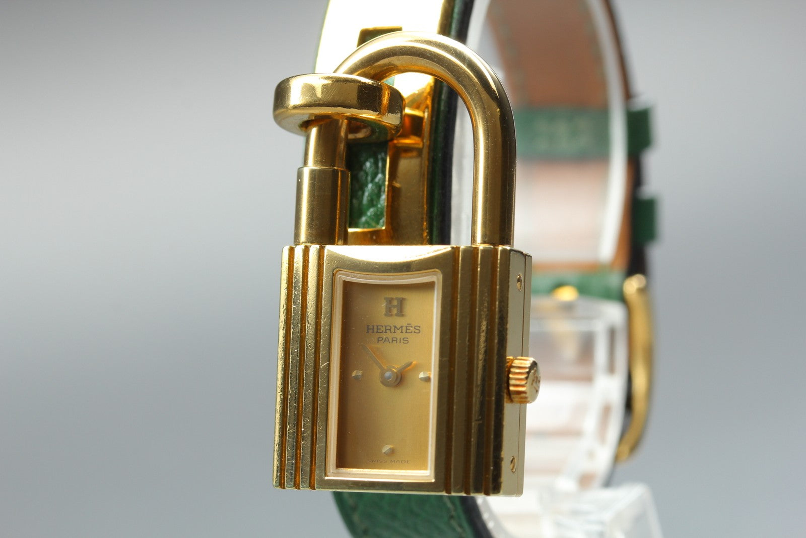 Vintage [Exc+5 Box] HERMES Kelly Watch Gold Green Woman's Quartz Watch JAPAN