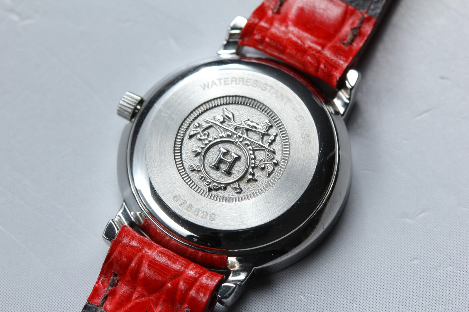 Vintage [Exc+5 Box] HERMES Sellier White Dial Red 24mm Woman's Quartz Watch